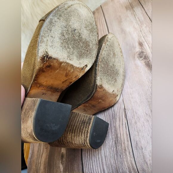 Rag &‎ Bone Kinsey brown waxed suede Stacked heel ankle boots - Picture 8 of 12